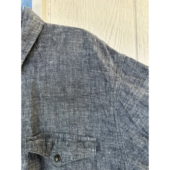 Patagonia Men's Large Blue Collared Full Button Front Pockets HEMP/COTTON Top - Picture 6 of 11